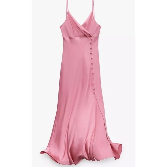 Zara Dresses & Skirts - Pink long satin Zara dress